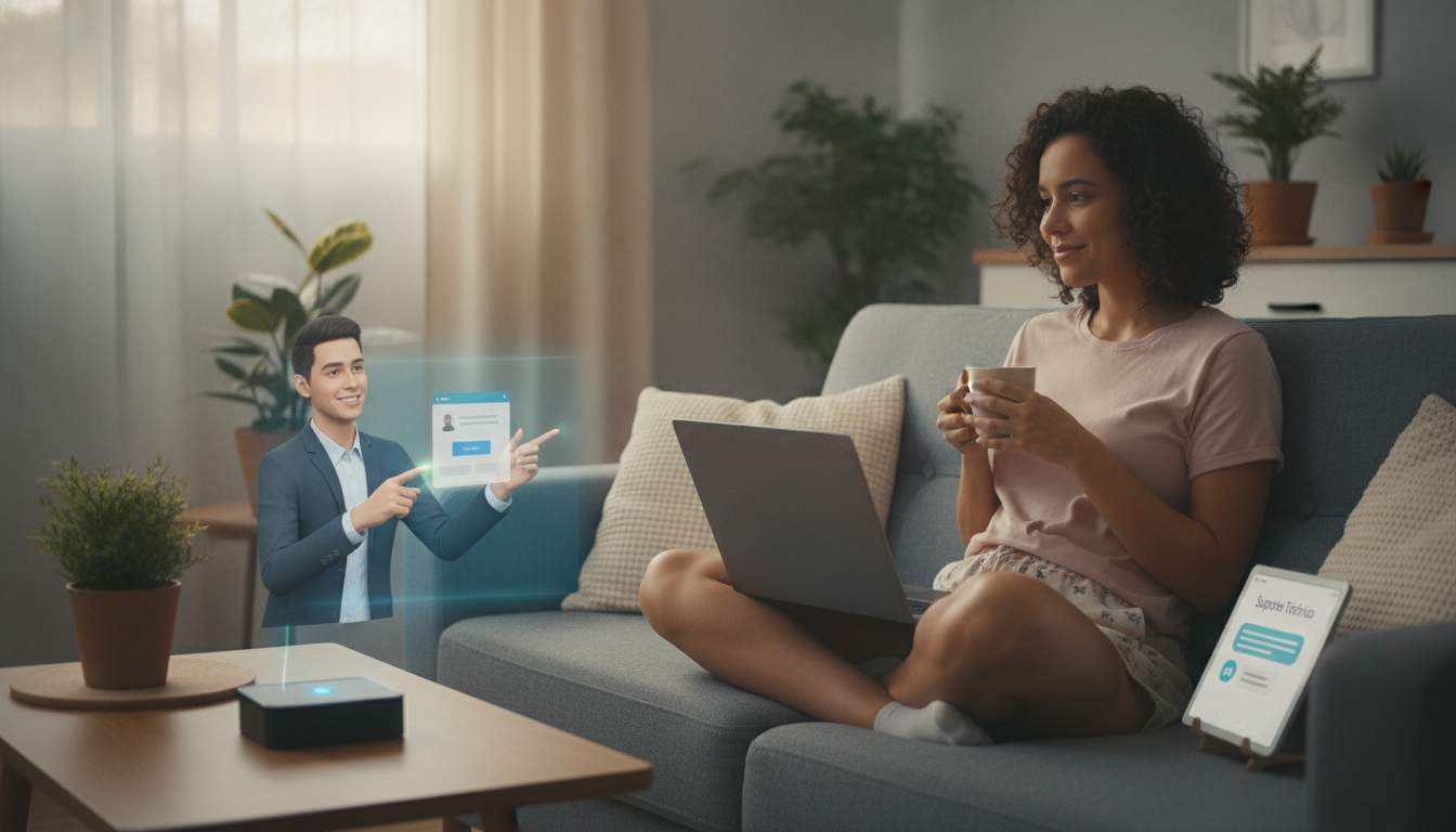 Soluções para Problemas de Login Mulher recebendo suporte técnico